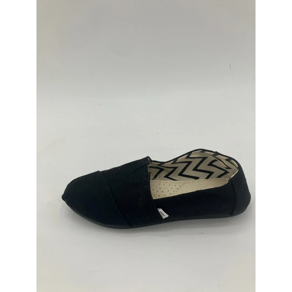 TOMS‎ Alpargata 10017716 Flats Women's US 6 Black Cotton Canvas Slip On Shoes